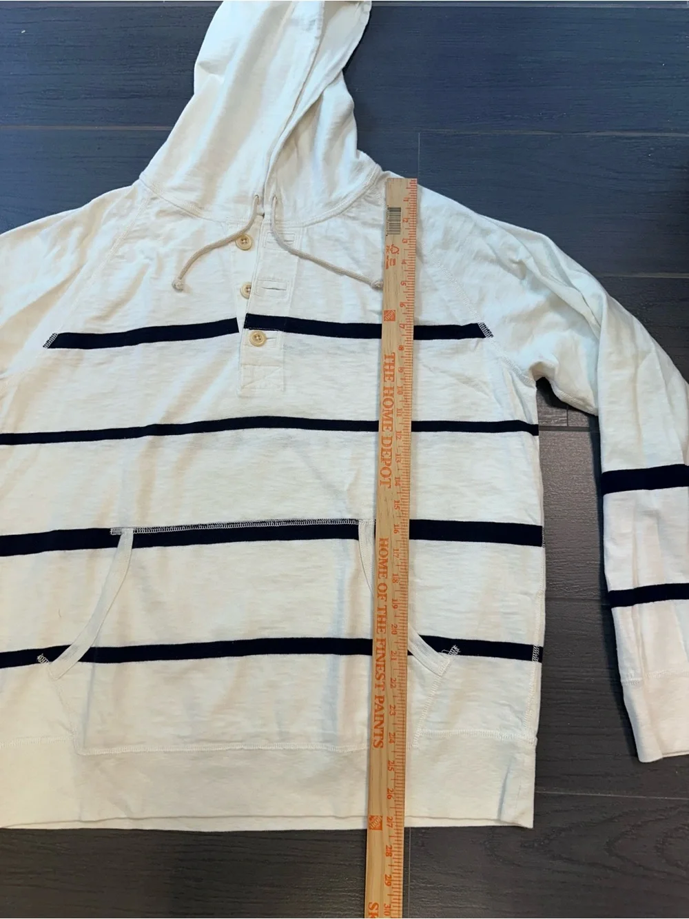 J. Crew White Hoodie with Navy Stripe Detail
